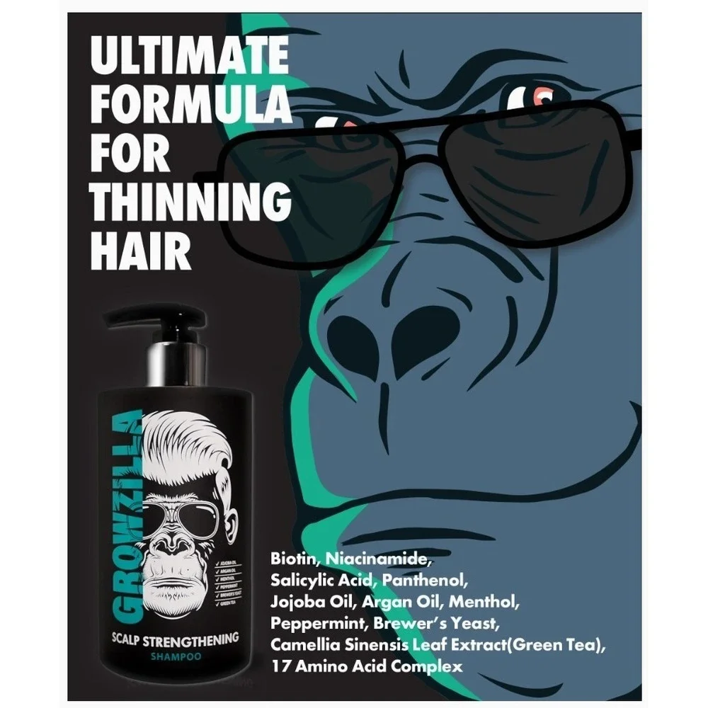 Growzilla Biotin Thickening Shampoo 13.5oz For Thinning Hair Scalp Strength